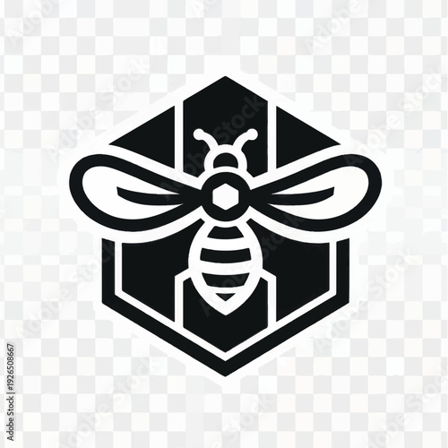 Bee Logo Design in Hexagon Shape.