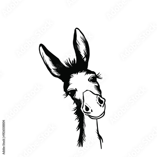 donkey. donkey simple black and white line art vector logo