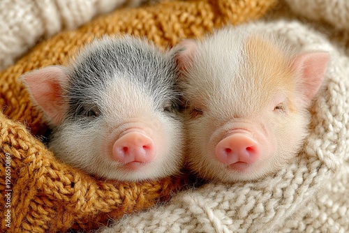 Wallpaper Mural Cute baby pigs resting in warm comfort. Generative AI Torontodigital.ca