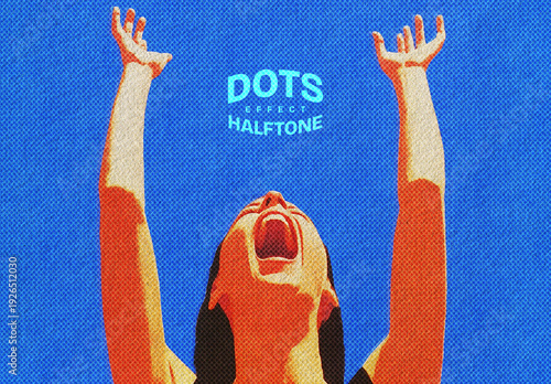 Dots Halftone Photo Effect Mockup