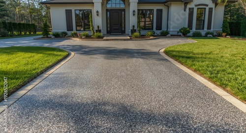Resin driveway installation showcasing individual house frontage