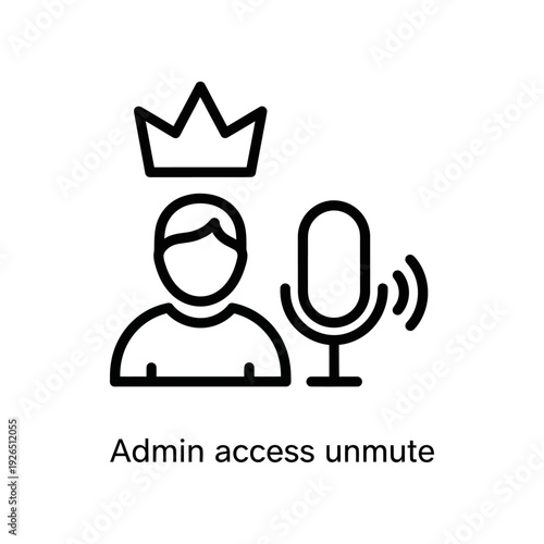 Admin access unmute icon vector illustration leadership control permission