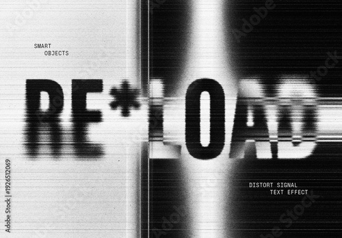 Distort Signal Text Effect Mockup