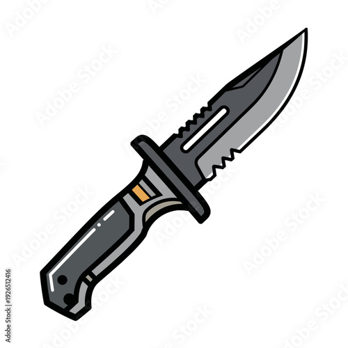 Modern tactical combat knife, isolated on white background