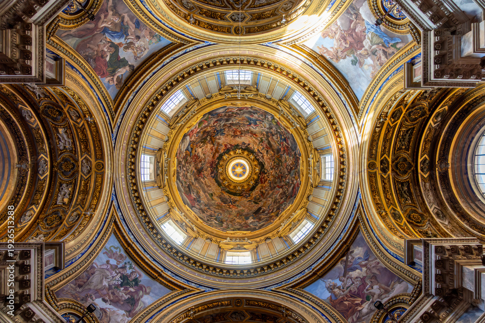 Fototapeta premium Decorated ceiling of Sant'Agnese in Agone church on Piazza Navona square, Rome, Italy