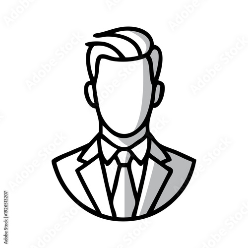 Logo sastrería de ropa de caballero. Dibujo con líneas de la cara de un hombre con chaqueta, camisa y corbata