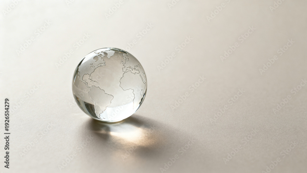 Naklejka premium Transparent glass globe representing Earth Day concept on surface 