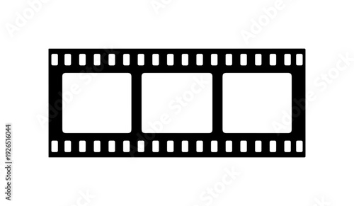 Minimalist Film Strip Icon - Black and White Vector