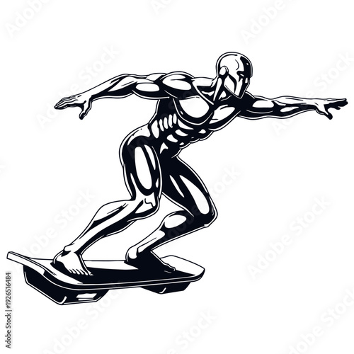 Muscular Male Back Silhouette Illustration, Athletic Bodybuilder Anatomy Vector Art, Strong Man Fitness Character for Gym Branding