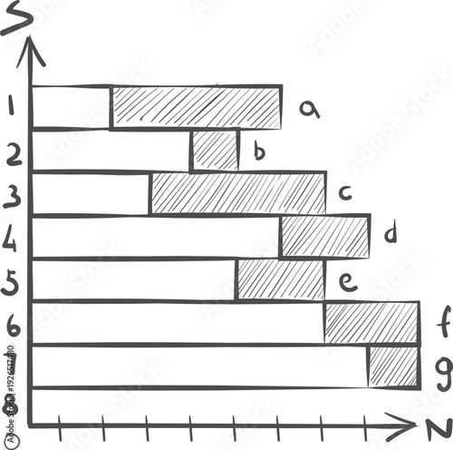 Bar chart hand drawn icon. Graph sketch