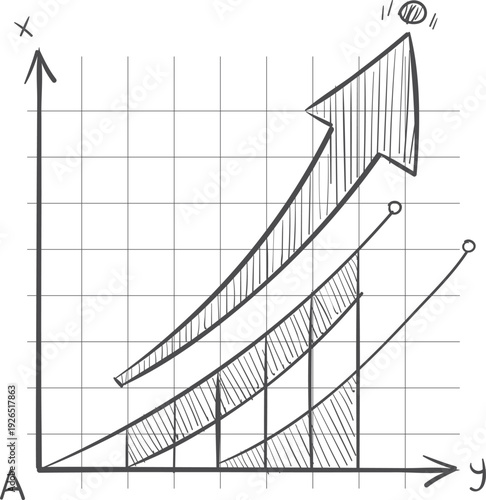 Growth diagram. Business report chart doodle icon