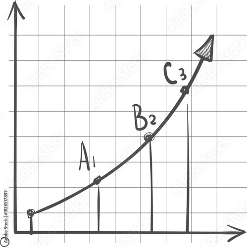 Linear growth chart doodle icon. Business statistic