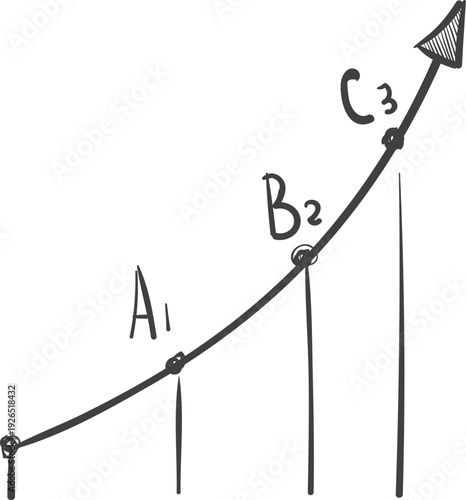 Point graph. Hand drawn analytics chart icon