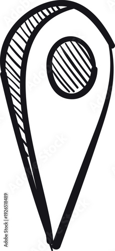 Map pin doodle. Hand drawn location mark