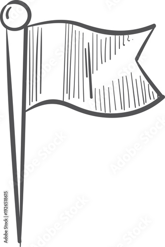 Flag doodle. Map destination pin hand drawn sketch