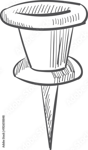 Paper pin icon. Hand drawn thumb tack