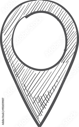 Place pin sketch. Map location pen doodle
