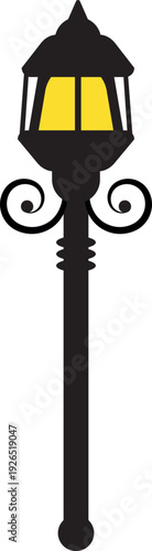 Retro street lamp color icon. Outdoor light