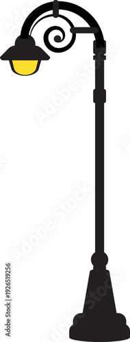 Light post. Street iron lantern with forged ornament