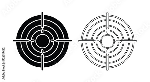 Two target symbols one solid black one outlined in white