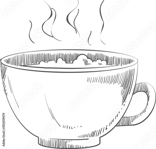 Hot tea cup hand drawn icon. Mug doodle