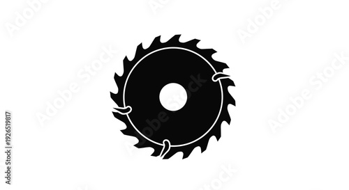 Black and white illustration of a circular saw blade on white background