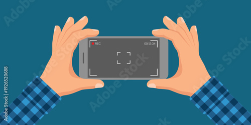 Recording Moment: Capturing the world through the lens of a smartphone, two hands hold the device steady, ready to record.