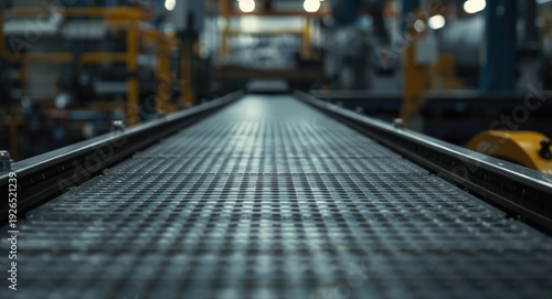 Wallpaper Mural Manufacturing facility conveyor belt showing metal perforations and available copy space Torontodigital.ca