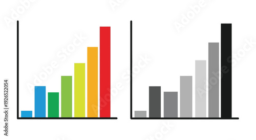 Comparative bar graphs displaying different data visualizations with varying heights