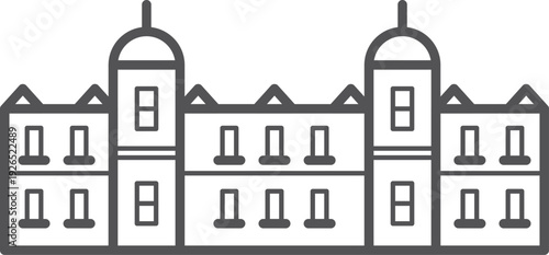 Old urban building. City landmark line icon