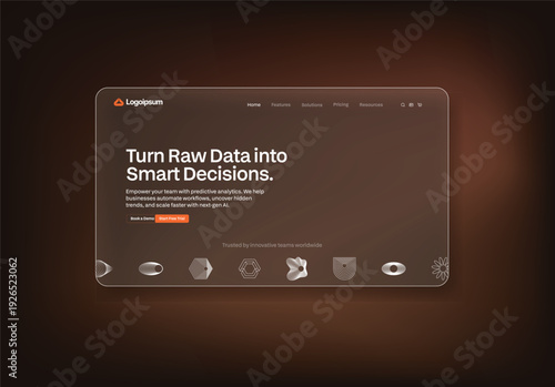 Website Interface Display: A digital interface showcases a sleek design, emphasizing data transformation into insightful decisions. The scene offers a visual representation of the core concept.