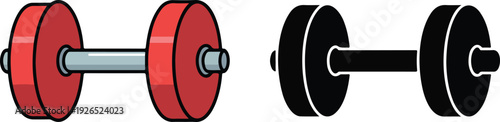 Dumbbell Weight Vector Set  Red and Black Gym Equipment