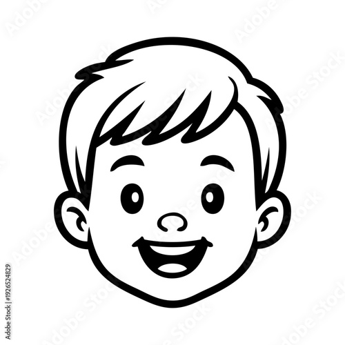 Dibujo sencillo con líneas de la cara de un niño alegre