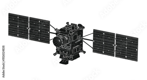 Detailed illustration of a satellite with extended solar panels