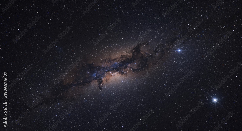 Fototapeta premium Star filled cosmic panorama with intricate nebula structures