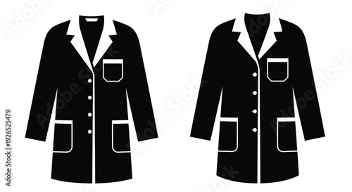Two black lab coats depicted in a simple graphic style