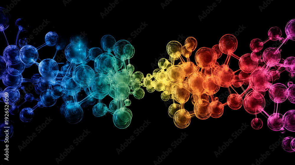 Obraz premium Intermolecular electron resonance effect visualized in high clarity with color-coded atoms 