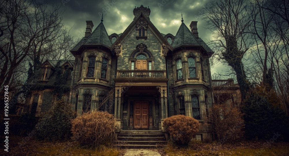 Fototapeta premium Retro haunted home designed with vintage architectural elements