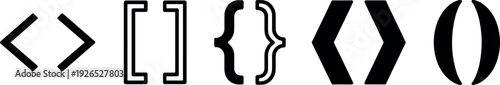 Clean, isolated programming and mathematical bracket symbols, precisely organizing data and conveying digital order on a bright white background.