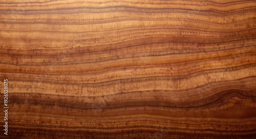 Textured acacia koa wood background with prominent patterns and copy space under soft light