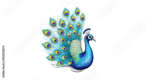 A vibrant peacock displays its majestic plumage with feathers, beauty, elegance, pride, and luxury in a stunning visual spectacle.