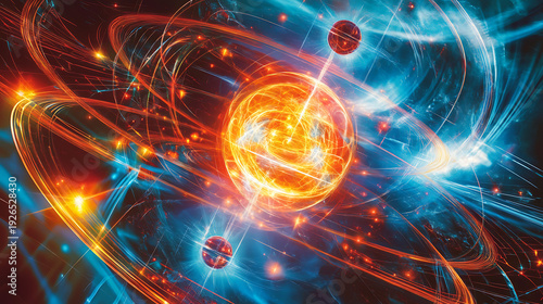 Diagrammatic but realistic view of electron energy levels before and after transition 