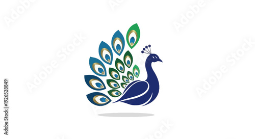 A majestic peacock displaying vibrant feathers in a graphic illustration