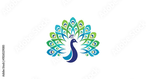 A vibrant peacock displaying its colorful feathers in a majestic pose, viewed from the side with intricate details and patterns.