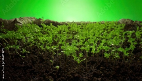 Lush Green Moss Covering Ground with Vibrant Green Background.