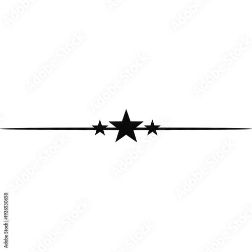 A black line with three stars on a white background isolated on transparent background