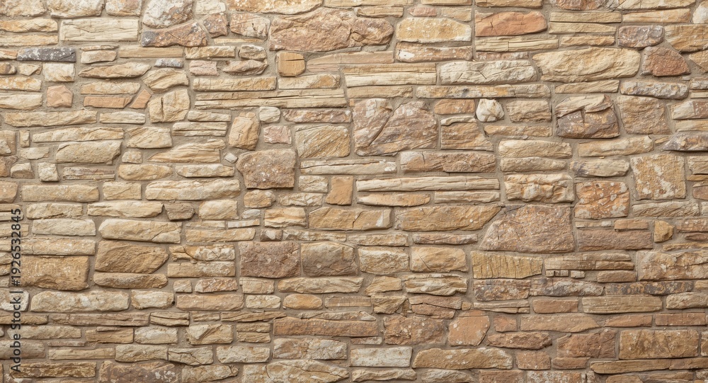 Obraz premium Beige brown stone brick background featuring textured surface