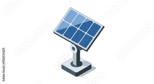 Isometric Solar Panel on Stand for Renewable Energy.