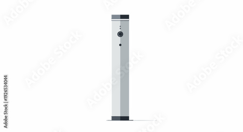 Modern sleek metal bollard with button and indicator lights.