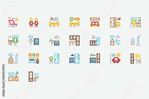 Rooms Color Icon Set